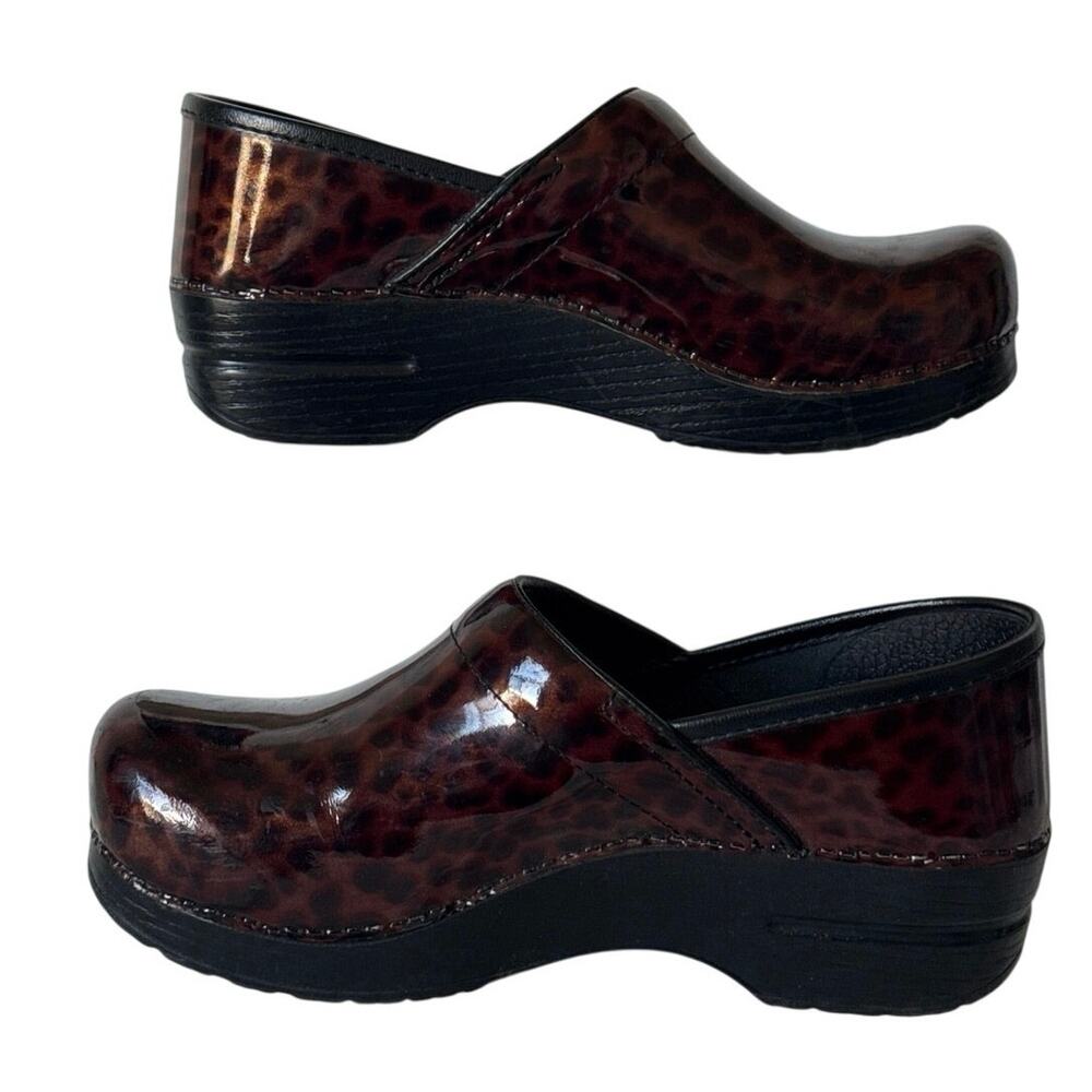 Dansko Professional Brown Tortoise Shell Leather Clogs Womens Sz 39/US 8.5-9 EUC - Picture 4 of 11